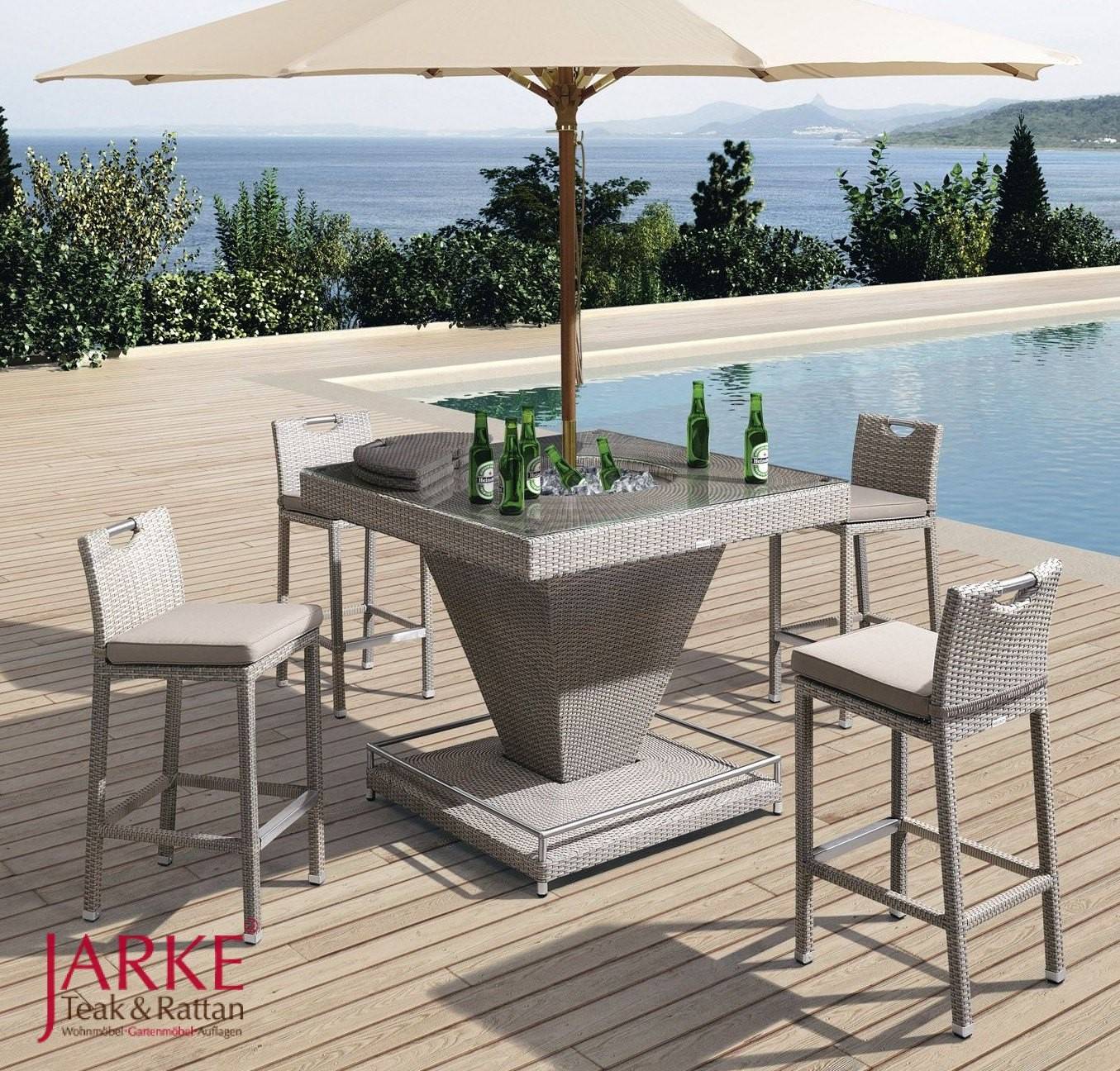 Outdoor Bartisch/ Tresen zzgl. 4 Barhocker bei Jarke Teak Gartenmöbel