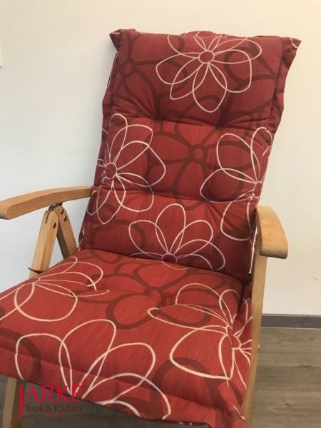 Hochlehner Auflage Rot mit Blumenprint