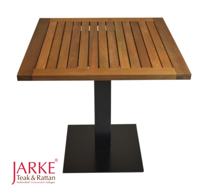 Teak Bistrotisch mit Eisenfuß, 80 x 80 cm – Bild 5