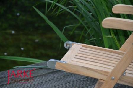 Premium Teak Deckchair "Alster", mit Rädern, Edelstahlscharniere, abnehmbares Fußteil