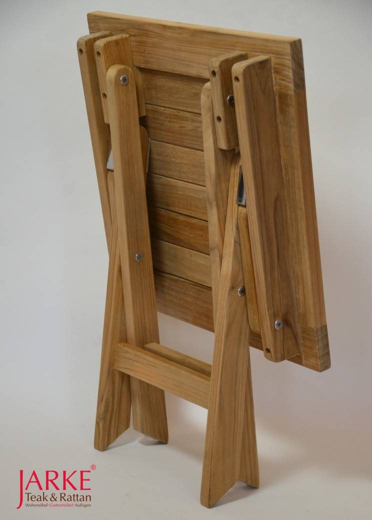 Teak Beistelltisch 45 x 45 cm mit automatischem Klappsystem