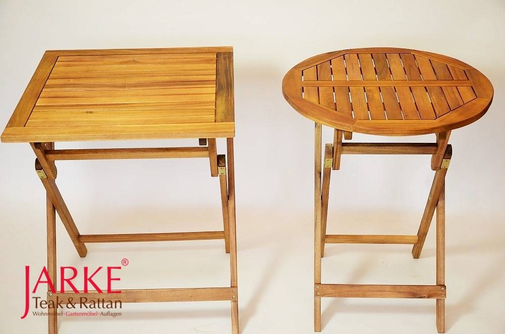 Akazienholz Klapptisch 60 x 60 cm mit automatischen Klappsystem bei