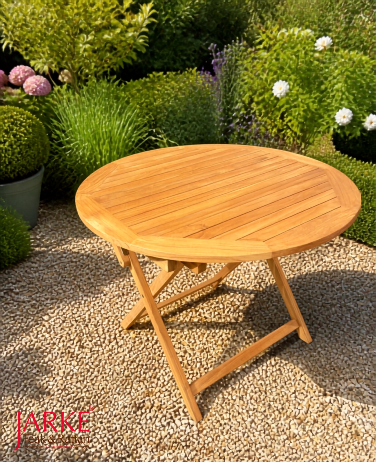 Teak Klapptisch Premium, rund, 100 cm
