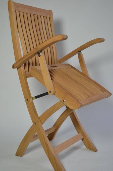 Teak Klappstuhl ergonomisch mit Armlehnen