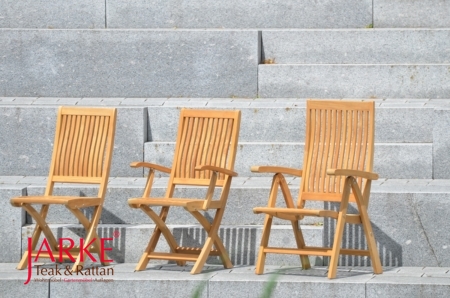 Ergonomischer Teak Hochlehner mit Edelstahlscharnieren