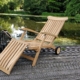 Teak Deckchair "Alster" Premium, mit Rädern, annehmbares Fußteil und Edelstahlscharniere