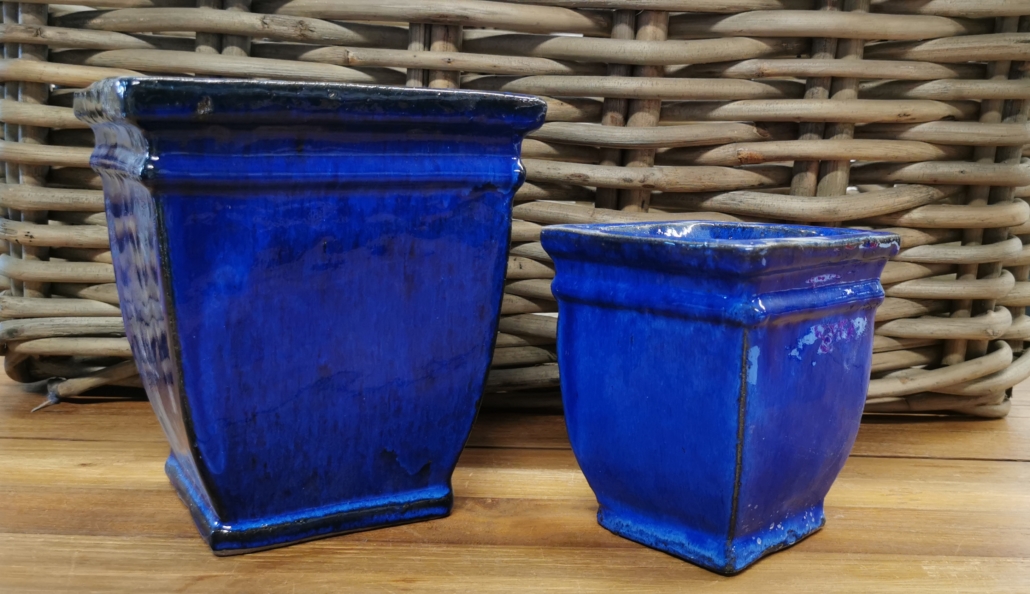 Blauer Übertopf für Pflanzen in 2 Größen