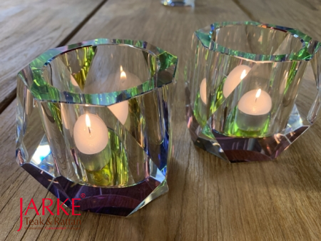 Kristall Windlicht/ Teelicht, 8-eckig, mit Facettenschliff