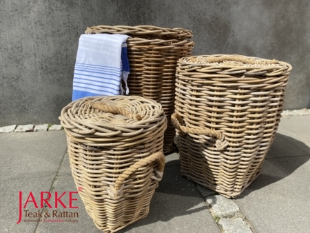 Rattan Wäschekorb mit Deckel