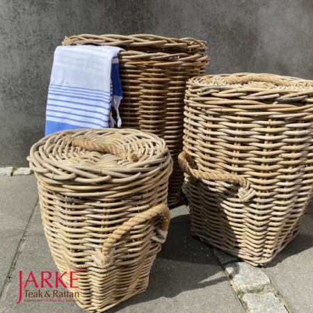 Rattan Wäschekorb mit Deckel