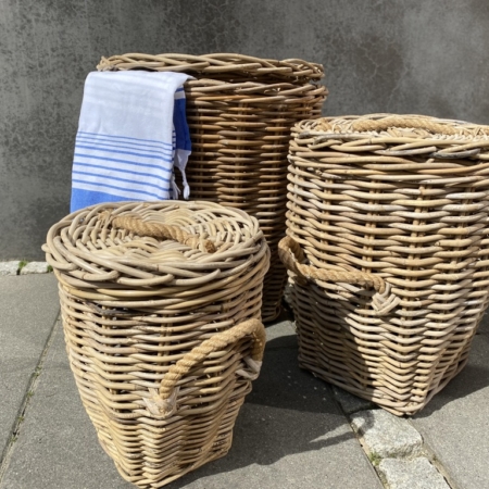 Rattan Wäschekorb mit Deckel