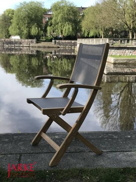 Teak Klappstuhl mit Sitzfläche Taupe