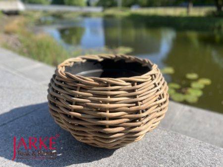 Kubu Planzkübel Bowl, natur, extra dick geflochten, innenliegend mit Kunststoff-Pott