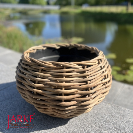 Kubu Planzkübel Bowl, natur, extra dick geflochten, innenliegend mit Kunststoff-Pott