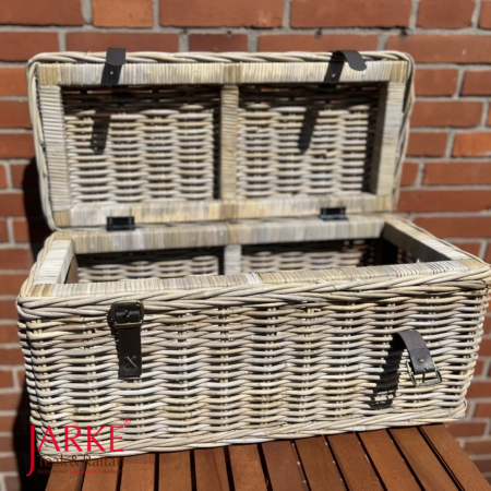 Rechteckige Rattan Truhe, mit Schnallen, Holzrahmen zur Verstärkung, 2 Größen