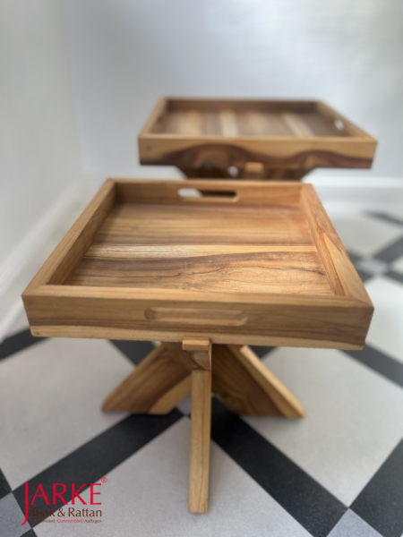Teak Tablett-Tisch in 3 Größen
