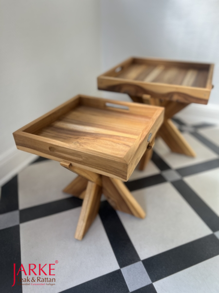 Teak Tablett-Tisch in 3 Größen