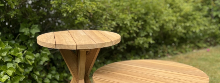 Teak Beistelltisch "Melinda", in 2 Größen Runder Teak Beistelltisch "Melinda", in 2 Größen