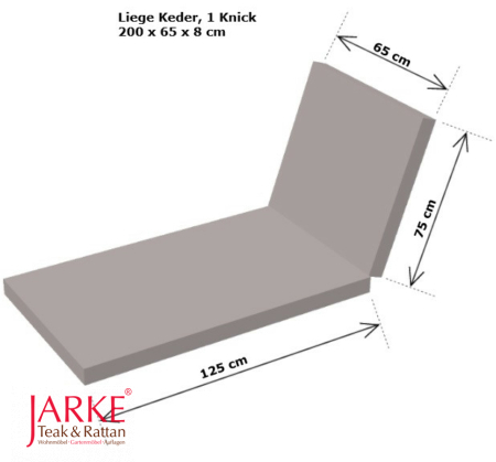 Liegen Auflage mit Keder, 1 Knick 200 x 65 x 8 cm