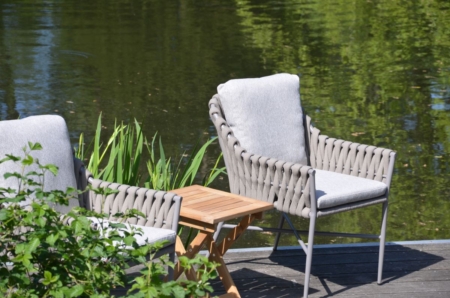 Outdoor Stuhl "Lucca, Taupe, mit Rope-Bespannung, Outdoor-Kissen