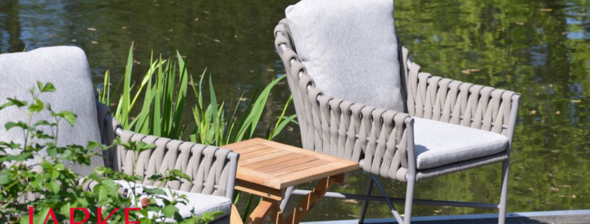 Outdoor Stuhl "Lucca, Taupe, mit Rope-Bespannung, Outdoor-Kissen