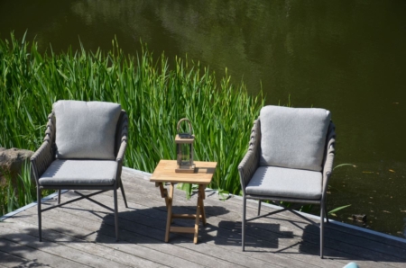 Outdoor Stuhl "Lucca, Taupe, mit Rope-Bespannung, Outdoor-Kissen