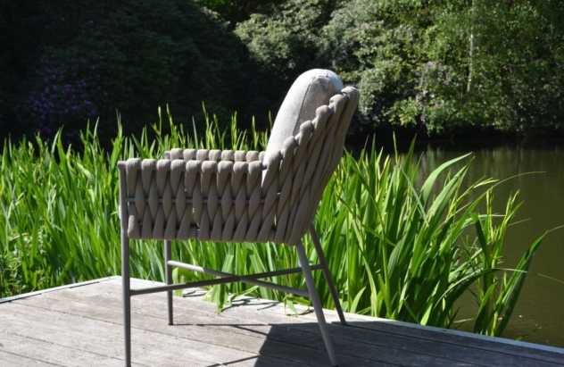 Outdoor Stuhl "Lucca, Taupe, mit Rope-Bespannung
