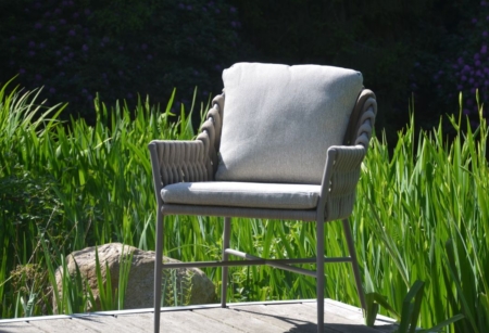 Outdoor Stuhl "Lucca, Taupe, mit Rope-Bespannung, Outdoor-Kissen