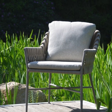 Outdoor Stuhl "Lucca, Taupe, mit Rope-Bespannung, Outdoor-Kissen
