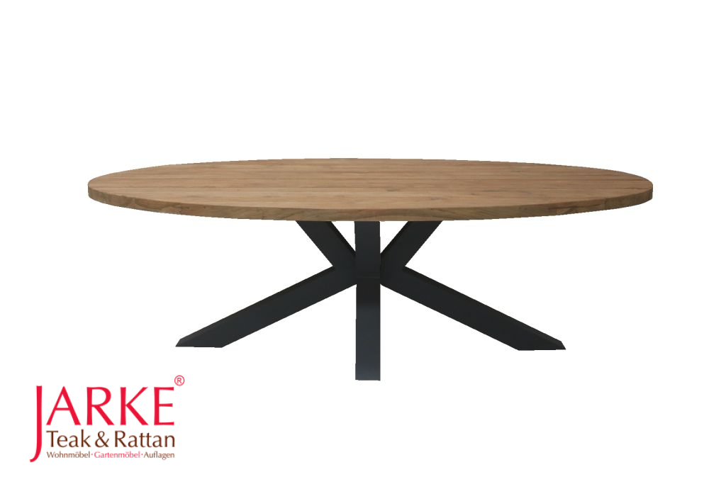 Teak Tisch "Kira", Old Teak, Tischplatte in Elipsenform