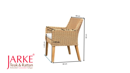 Outdoor Stuhl Palma mit Teakbeinen, exakte Maße