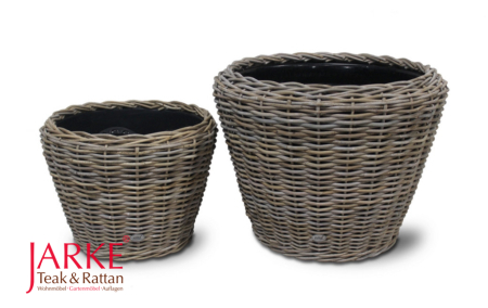 Pflanzenkübel „Alva“ Kubu Grey, gefertigt aus Rattan