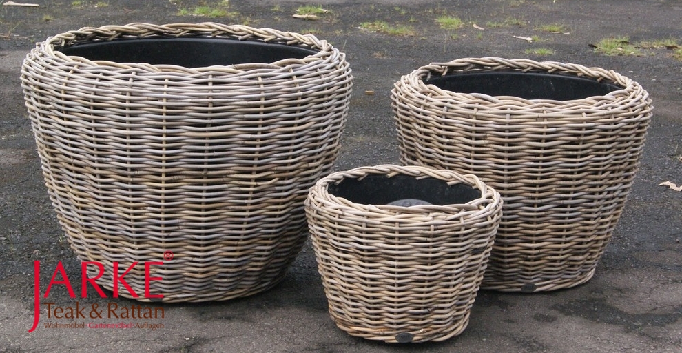 Runder Korb aus Rattan Kubo Grey bei Jarke Teak