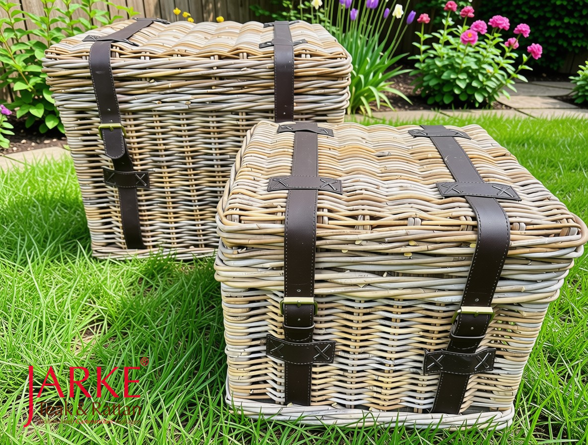 Rattan Box in 2 Größen, stabiler Holzfußboden