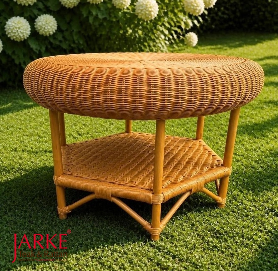Rattan Kaffeetisch rund 76 cm, mit Unterboden, 2 Farben