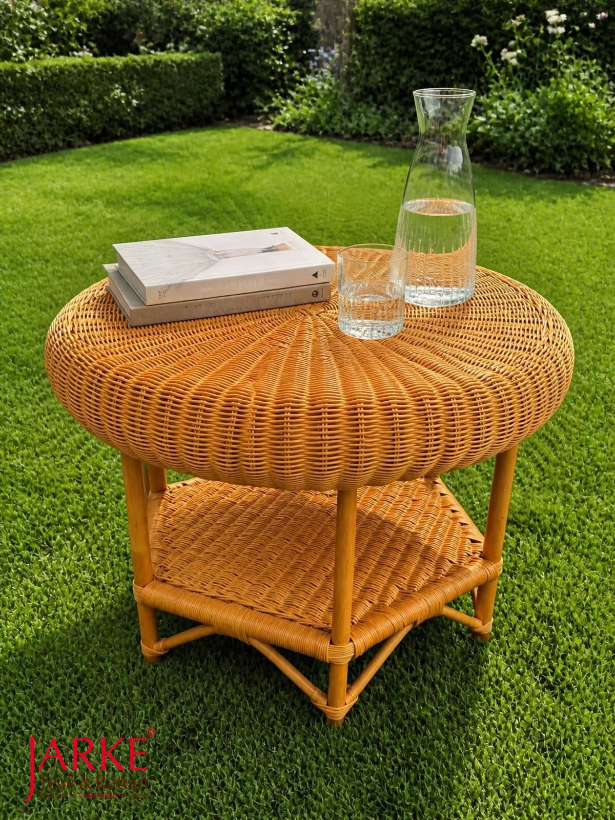 Rattan Kaffeetisch rund 76 cm, mit Unterboden, 2 Farben
