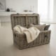 Rattan Kiste für Decken + Kissen