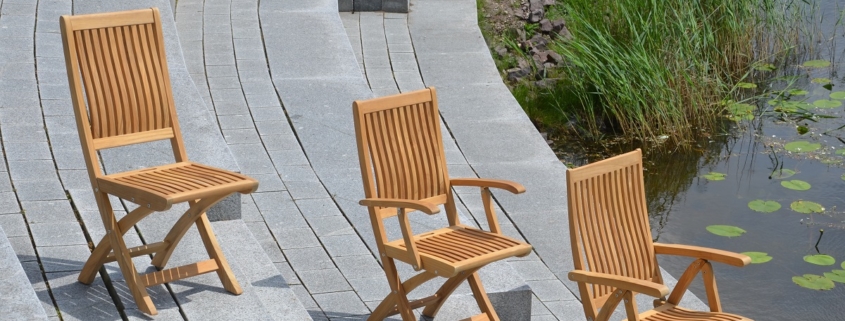 Serie Hery Ergonomischer Teak Hochlehner mit Edelstahlscharnieren