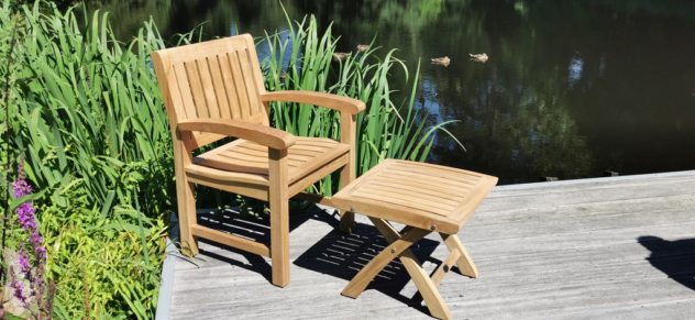 Teak Angulia Sessel mit Fußhocker