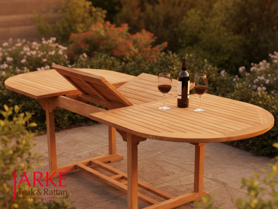 Teak Ausziehtisch Klassik, 120 x 180 - 240 cm – Bild 2