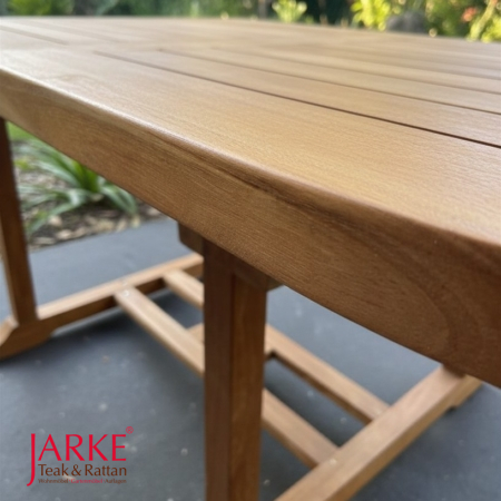 Teak Ausziehtisch de Lux mit dicker Tischplatte von 4 cm
