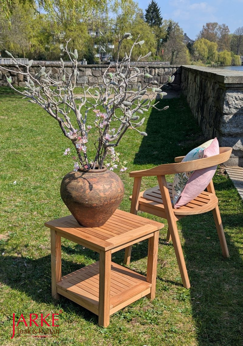 Teak Beistelltisch Tundan mit Unterboden