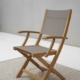 Teak Klappstuhl Jil mit Outdoor-Bezug in Taupe