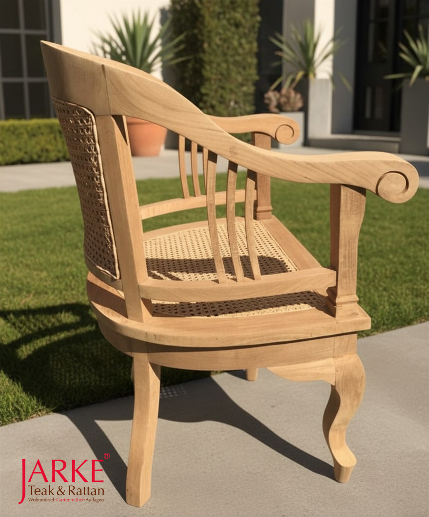 Teak Sessel mit Wiener Geflecht