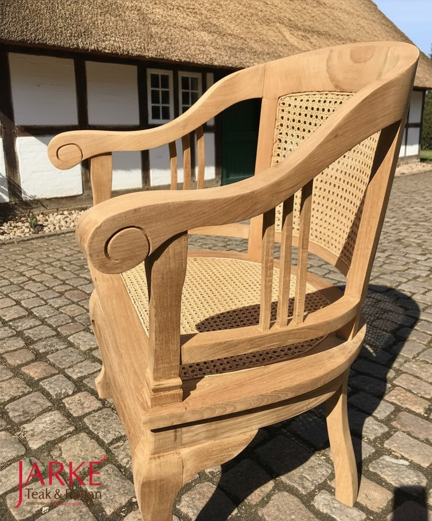 Teak Sessel mit Wiener Geflecht
