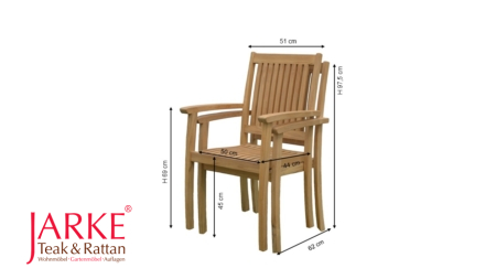Teak Stapelstuhl Julian, exakte Maße