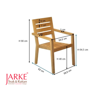 Teak Stapelstuhl Zoe exakte Maße