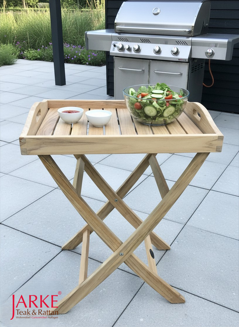 Teak Tabletttisch