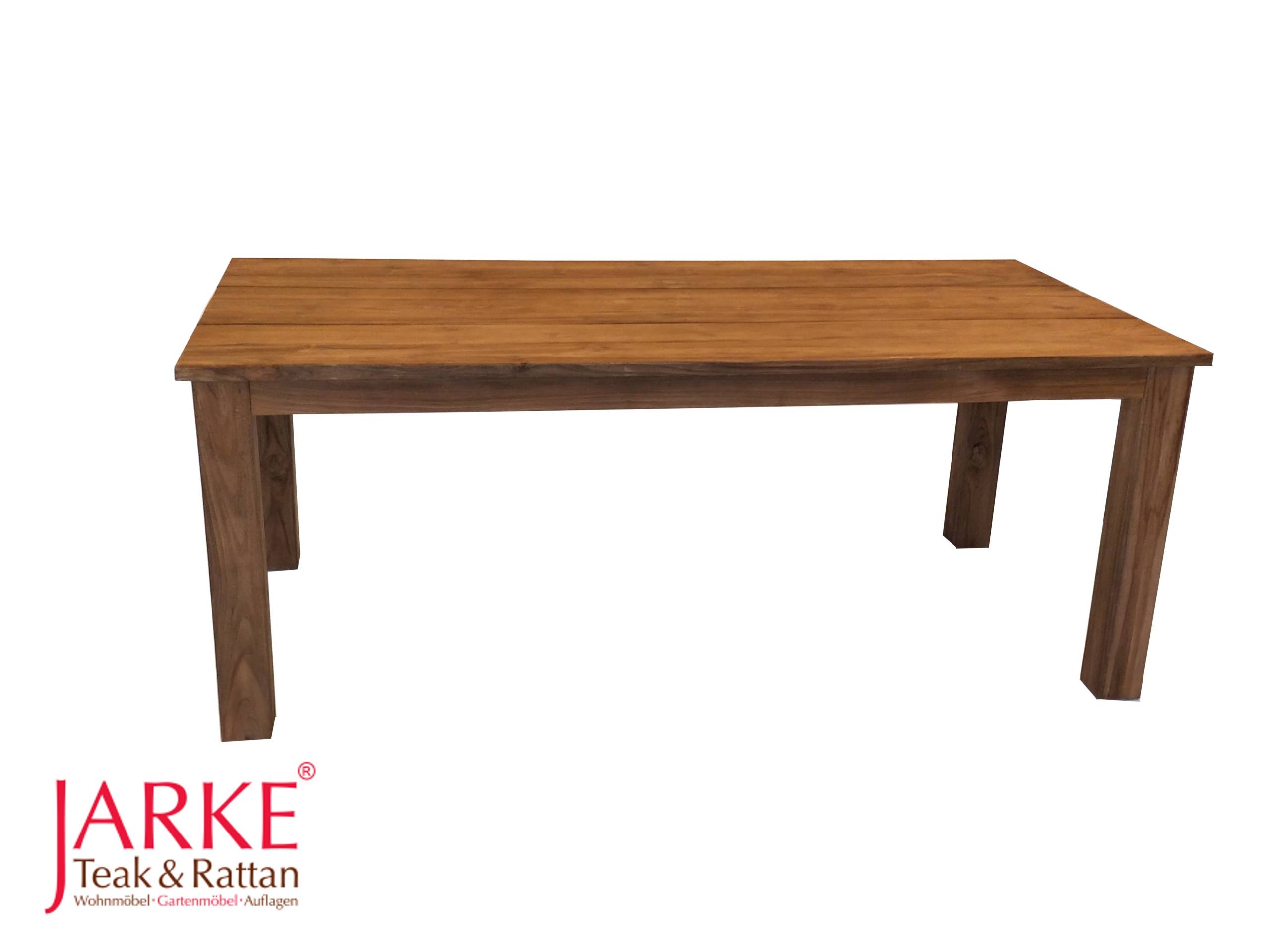 Tisch mit extra breiter Lattung von 32 cm, aus Old Teak bei Jarke Teak