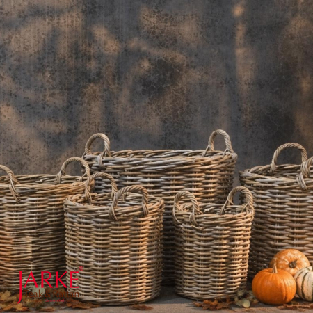 Runde Rattan Körbe mit Herbstdeko